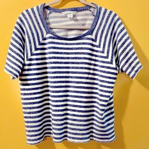 Victoria’s Secret Short Sleeve Knit Shirt with Blue & White Stripes